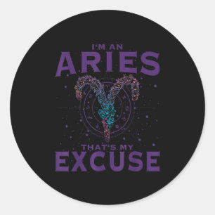 Ich bin ein Aries Zodiac Sign Graphic Art Ram Horo Runder Aufkleber