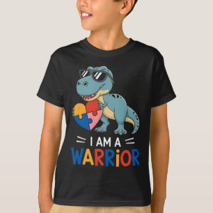 Ich bin ein Autismus-Krieger Jungen Familie Dinosa T-Shirt
