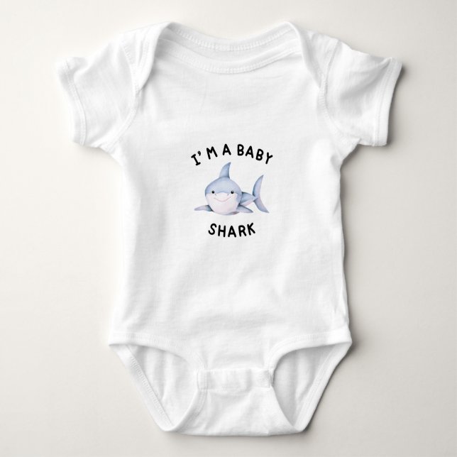 Ich bin ein Baby Shark Bodysuit | Niedliches Hallo Baby Strampler (Vorderseite)
