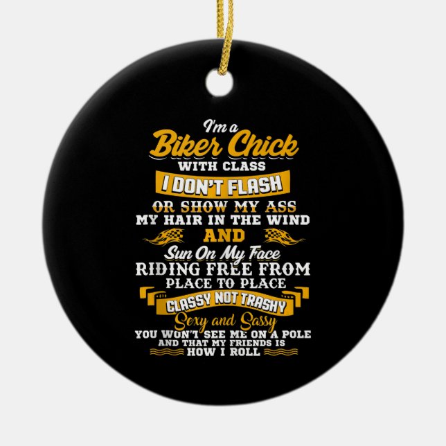 Ich bin ein Biker Chick Geschenk für Motorradliebh Keramik Ornament (Vorne)