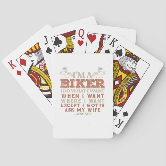 Ich bin ein Biker, ich mache, was ich will, lustig Spielkarten (Rückseite)