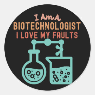 Ich bin ein Biotechnologe, ich liebe meine Fehler Runder Aufkleber