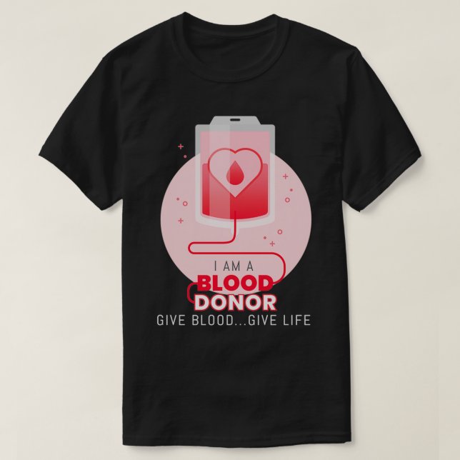 Ich bin ein Blutspender Blutspendebeutel-Blutspend T-Shirt (Design vorne)
