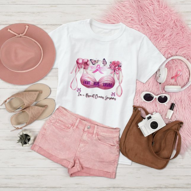 Ich bin ein Brustkrebsüberlebender Pink Ribbon. T-Shirt (Von Creator hochgeladen)