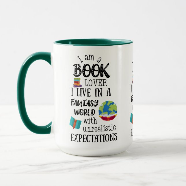 Ich bin ein Buch in einer Fantasiewelt Tasse (Links)