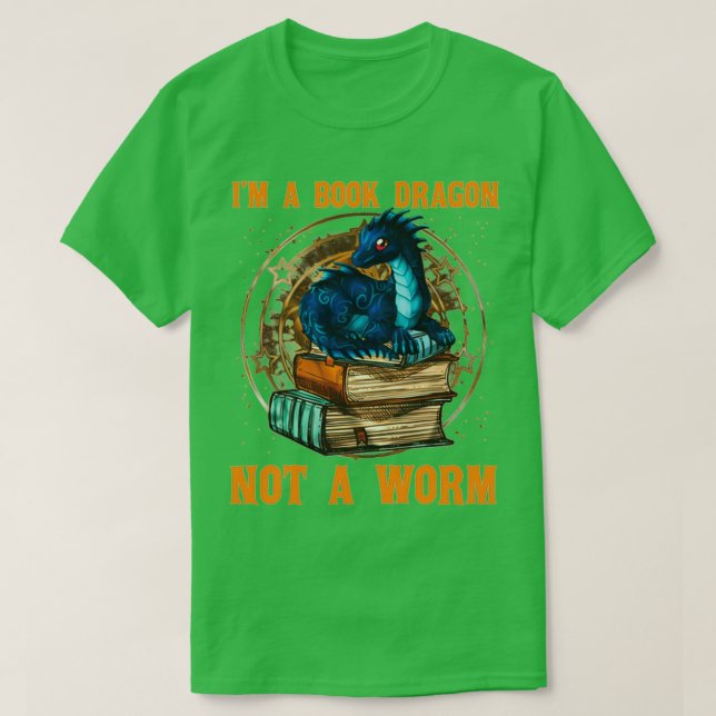 Ich bin ein Buchdrache kein Wurm T-Shirt (Design vorne)