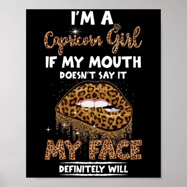 Ich bin ein Capricorn Girl Leopard geb. Poster (Vorne)