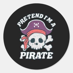 Ich bin ein Cartoon von Piratenwitz, Zitat, Schäde Runder Aufkleber
