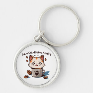 Ich bin ein Cat-ffeine-Süchtiger Schlüsselanhänger