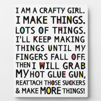 Ich bin ein Crafty Girl Funny Art Plaque Fotoplatte