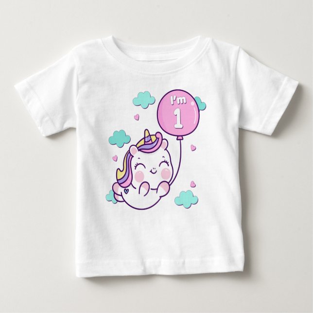 Ich bin ein Einhornballon Baby T-shirt (Vorderseite)
