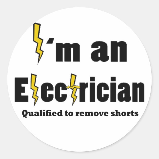 Ich bin ein Elektriker, der qualifiziert ist, Shor Runder Aufkleber (Vorderseite)