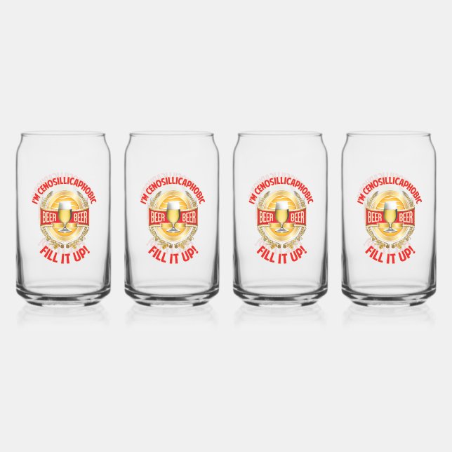 Ich bin ein enosillicaphobisches Set mit vier Dose Dosenglas (Vorderseite)