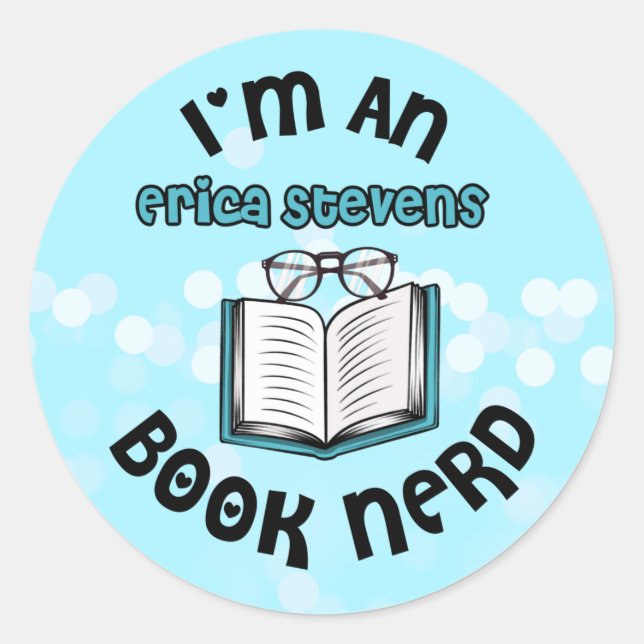 Ich bin ein Erica Stevens Book Nerd Runder Aufkleber (Vorderseite)
