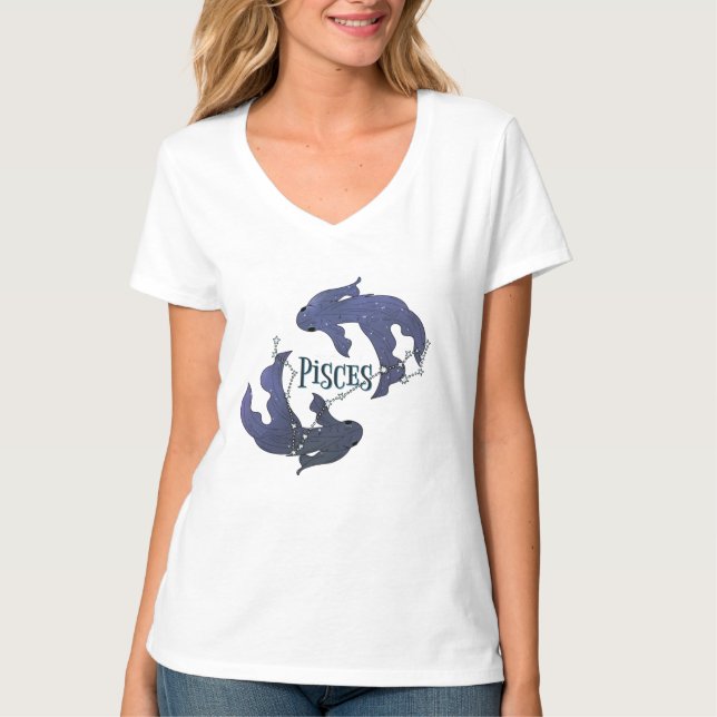 Ich bin ein Fisch-Mädchen. Trendy Pisces Zodiac Si T-Shirt (Vorderseite)