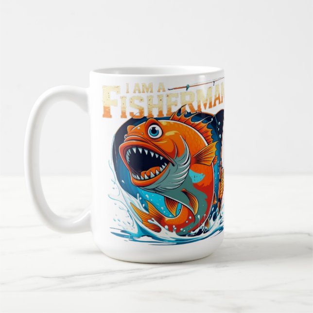 Ich bin ein Fischer - kühne und lustige Big Fish D Kaffeetasse (Links)