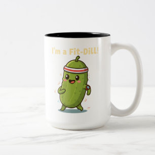 Ich bin ein Fit-Dill! Lustiges Fitness-Gurken-Wort Zweifarbige Tasse