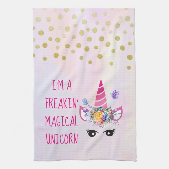 Ich bin ein Freakin' Magical Unicorn Funny Geschirrtuch (Vertikal)