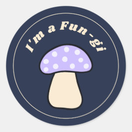 Ich bin ein Fun-gi Süßer Retro Pilz Soft Mauve Runder Aufkleber