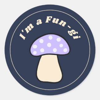 Ich bin ein Fun-gi Süßer Retro Pilz Soft Mauve Runder Aufkleber