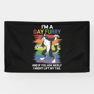 Ich bin ein Gay Furry Fox Rainbow LGBTQ Pride Banner