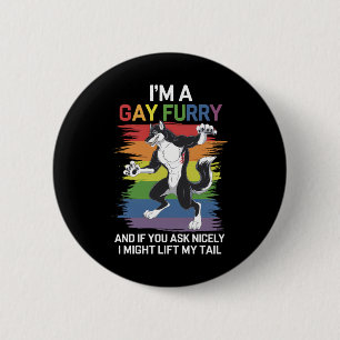 Ich bin ein Gay Furry Fox Rainbow LGBTQ Pride Button