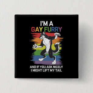 Ich bin ein Gay Furry Fox Rainbow LGBTQ Pride Button