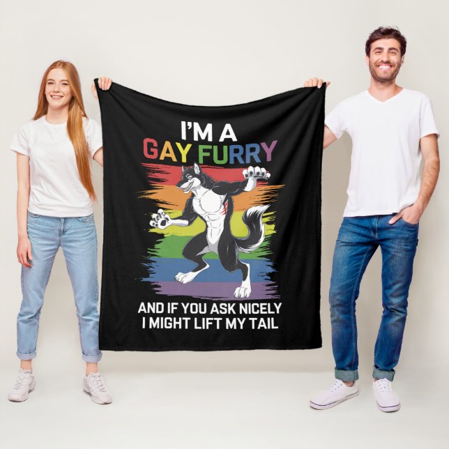 Ich bin ein Gay Furry Fox Rainbow LGBTQ Pride Fleecedecke (Beispiel)
