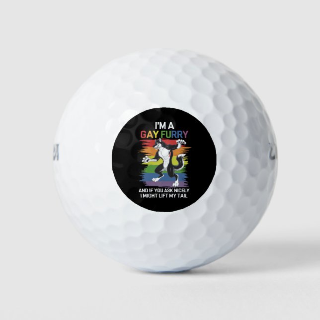 Ich bin ein Gay Furry Fox Rainbow LGBTQ Pride Golfball (Vorderseite)
