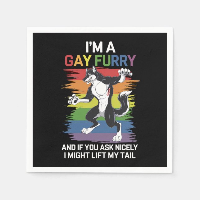 Ich bin ein Gay Furry Fox Rainbow LGBTQ Pride Serviette (Vorderseite)
