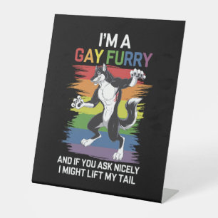 Ich bin ein Gay Furry Fox Rainbow LGBTQ Pride Sockelschild