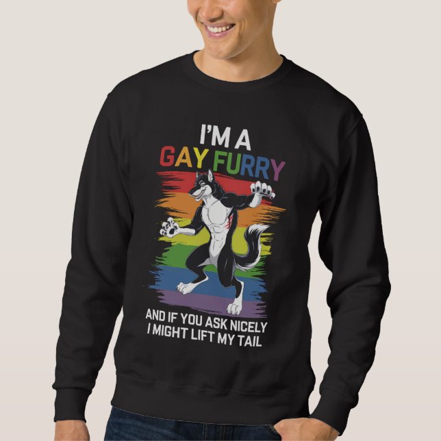 Ich bin ein Gay Furry Fox Rainbow LGBTQ Pride Sweatshirt (Vorderseite)