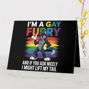 Ich bin ein Gay Furry Rainbow Fox Wolf Pride Monat Karte