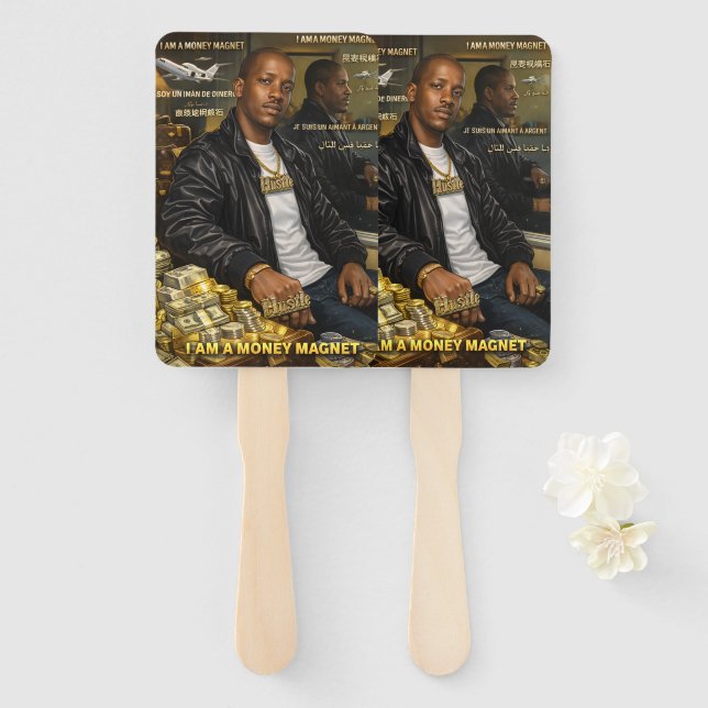 ICH BIN EIN GELDMAGNET HANDFÄCHER (Vorne und Hinten)