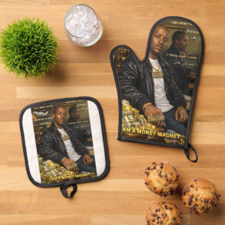 ICH BIN EIN GELDMAGNET OFENHANDSCHUH & TOPFHALTER Topflappen-Set