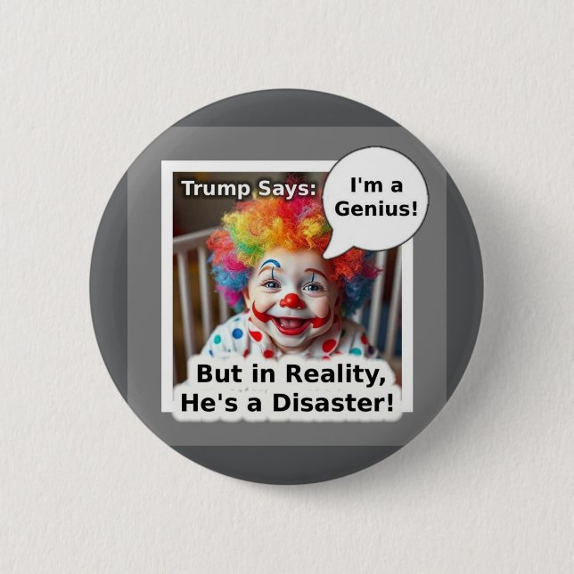Ich bin ein genialer Baby Clown Cartoon Button (Vorderseite)