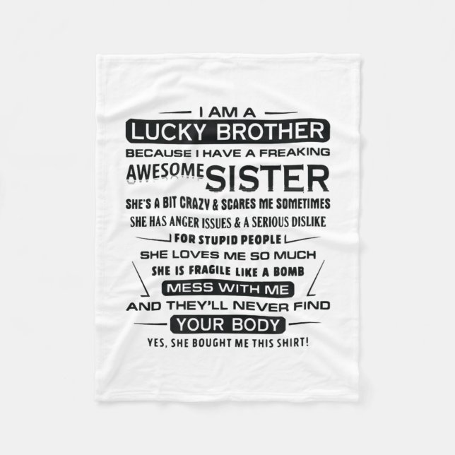 Ich bin ein glücklicher Bruder Geschenke für Brude Fleecedecke (Vorderseite)