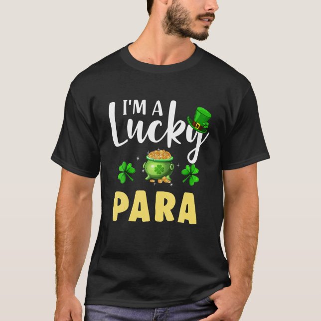 Ich bin ein glücklicher Para Irish Kleeblatt St Pa T-Shirt (Vorderseite)