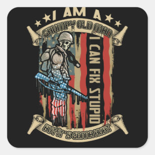 Ich bin ein gruseliger alter Mann, den ich reparie Quadratischer Aufkleber