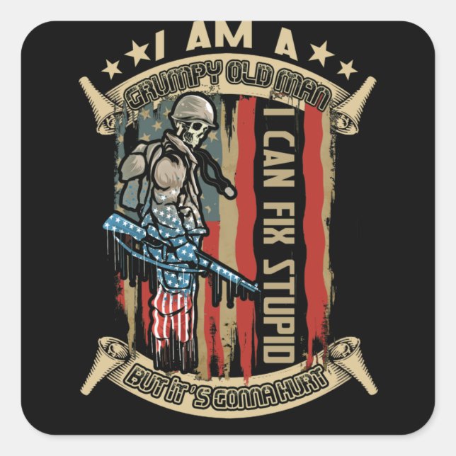 Ich bin ein gruseliger alter Mann, den ich reparie Quadratischer Aufkleber (Vorderseite)