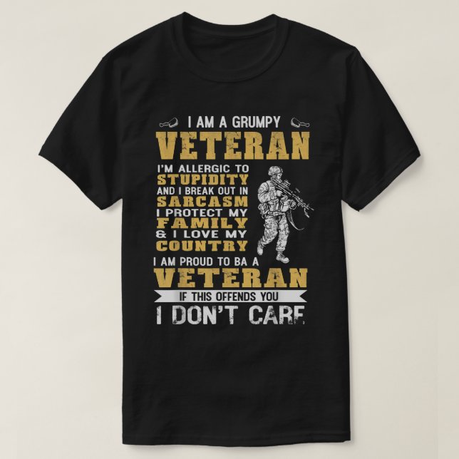 Ich bin ein gruseliger Veteran, stolz Veteran zu s T-Shirt (Design vorne)