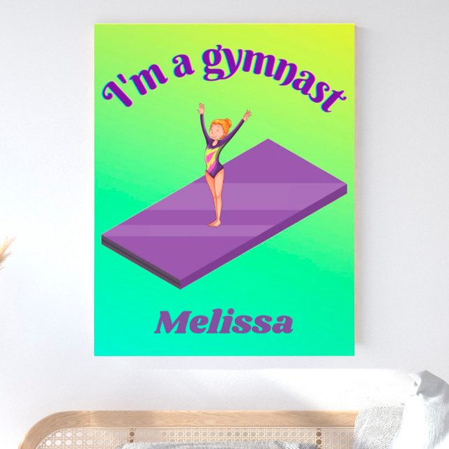 Ich bin ein Gymnastikmädchen mit Leotard auf Lila  Fotodruck (Von Creator hochgeladen)
