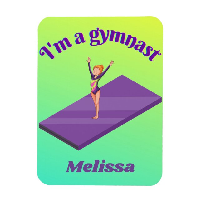 Ich bin ein Gymnastikmädchen mit Leotard auf Lila  Magnet (Vertikal)