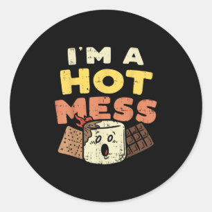 Ich bin ein heißes Durcheinander Marshmallow Smore Runder Aufkleber