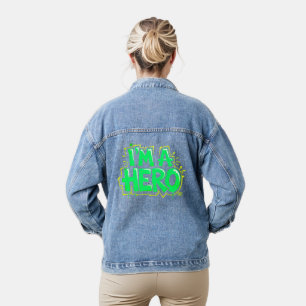 Ich bin ein Held Graffiti Bold Neon Street Art Sta Jeansjacke