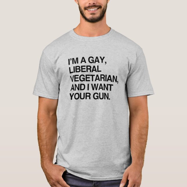 Ich bin ein homosexueller, liberaler Vegetarier T-Shirt (Vorderseite)