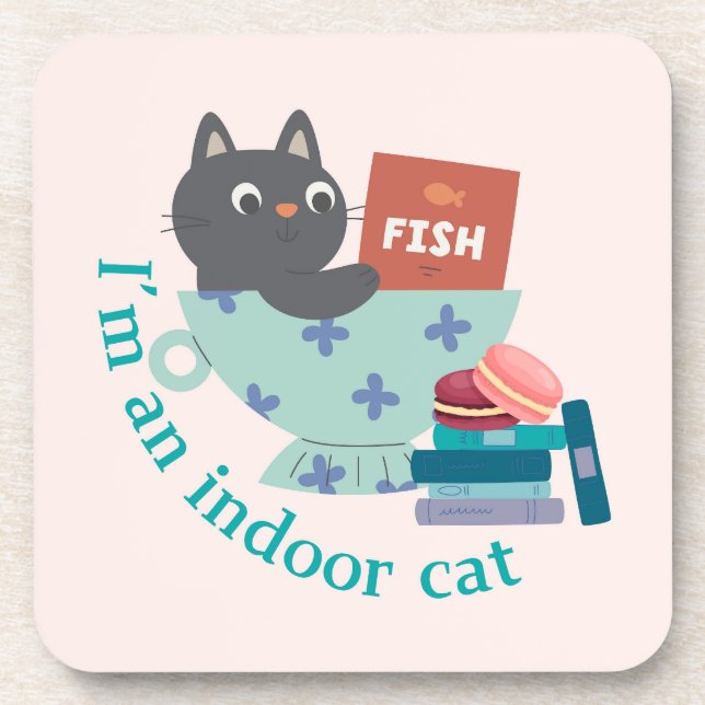 Ich bin ein Indoor-Cat-Funny Getränkeuntersetzer (Vorderseite)