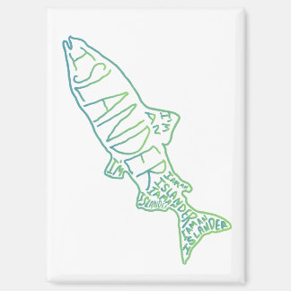 "Ich bin ein Inselbewohner" handgezeichneter Fisch Magnet