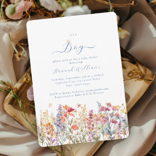 Ich bin ein Junge! Modern, Wildblume, Babydusche Einladung