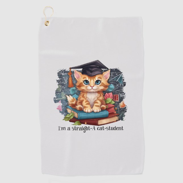 Ich bin ein Katzenstudent Golfhandtuch (Vorderseite)